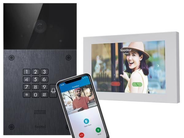 Videofonie KIT met buitenpost zwart met codeklavier en binnenpost wifi