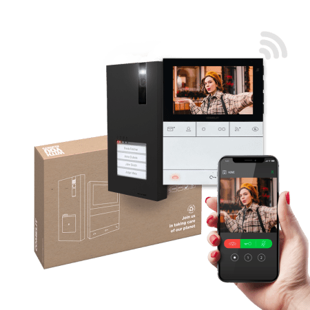 KIT WIFI videofonie Quadra buitenpost ZWART en people binnenpost wifi met gezichtsherkenning