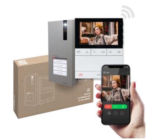 KIT WIFI videofonie Quadra buitenpost zilver en people binnenpost wifi met gezichtsherkenning