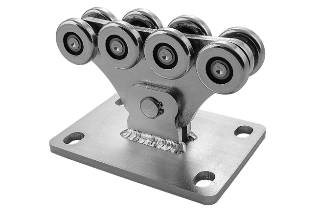 Achtvoudig wielenblok voor vrijdragende schuifpoort met stage SB/SZ - 4 bevestigingen